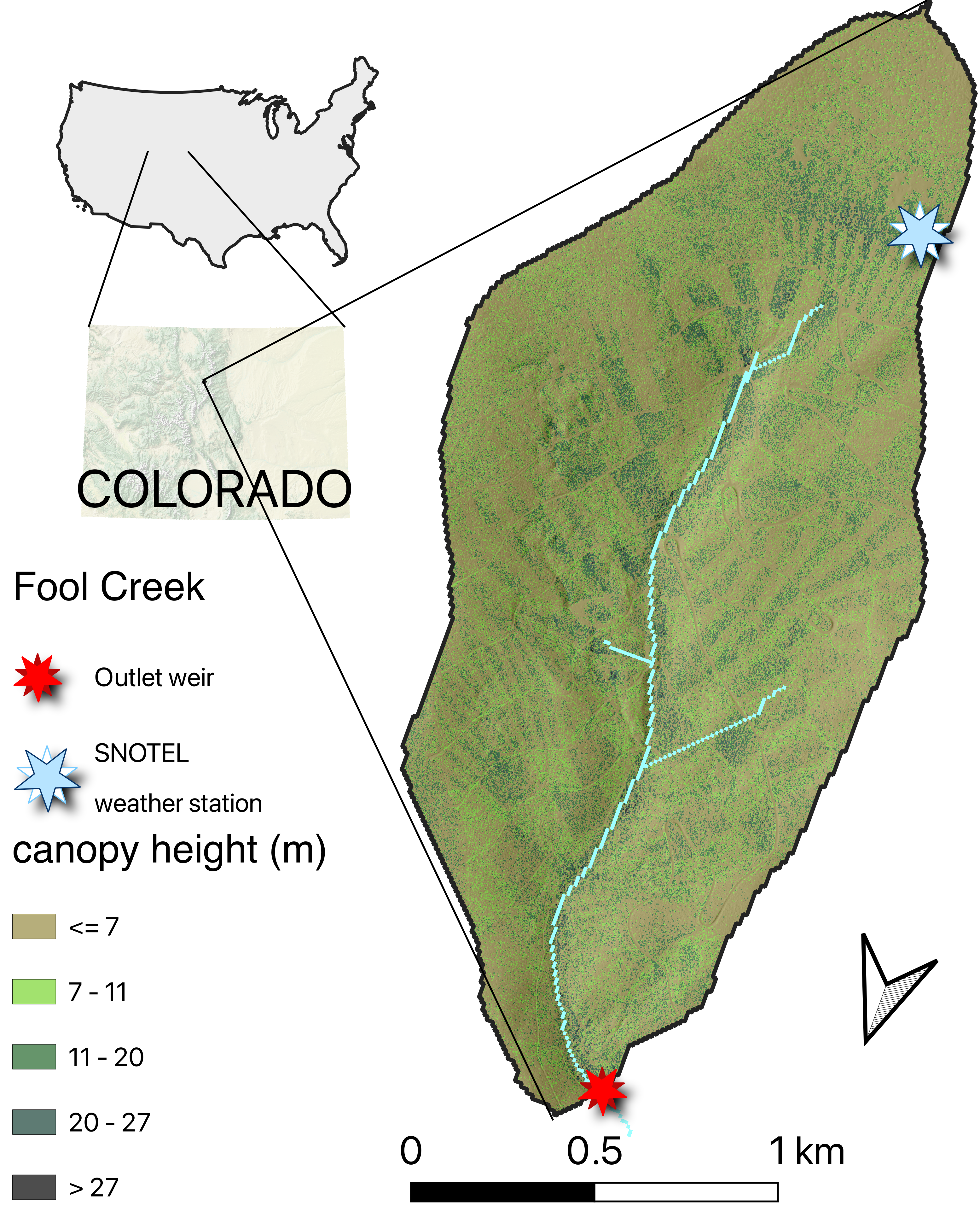 Fool Creek delineated watershed